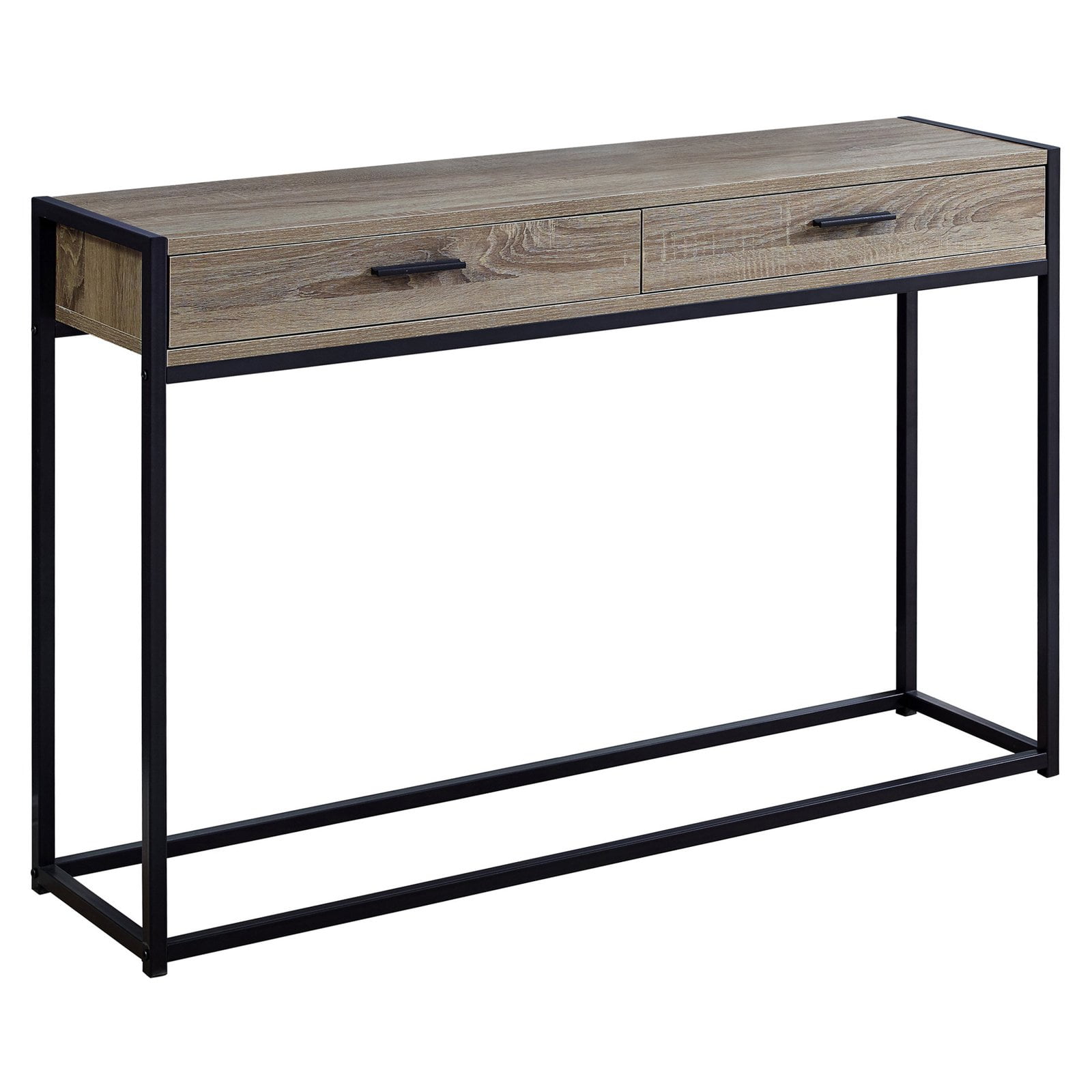 Contemporary Black and Brown Metal Console Table with Storage