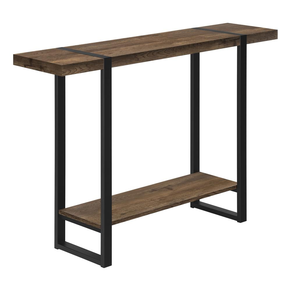 48" Brown Reclaimed Wood and Black Metal Console Table
