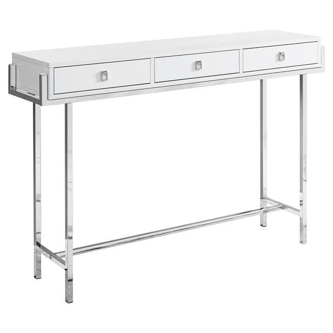 48" Glossy White Metal Rectangular Console Table with Storage