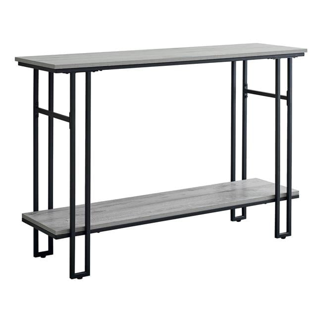 Gray and Black Metal Rectangular Console Table with Storage