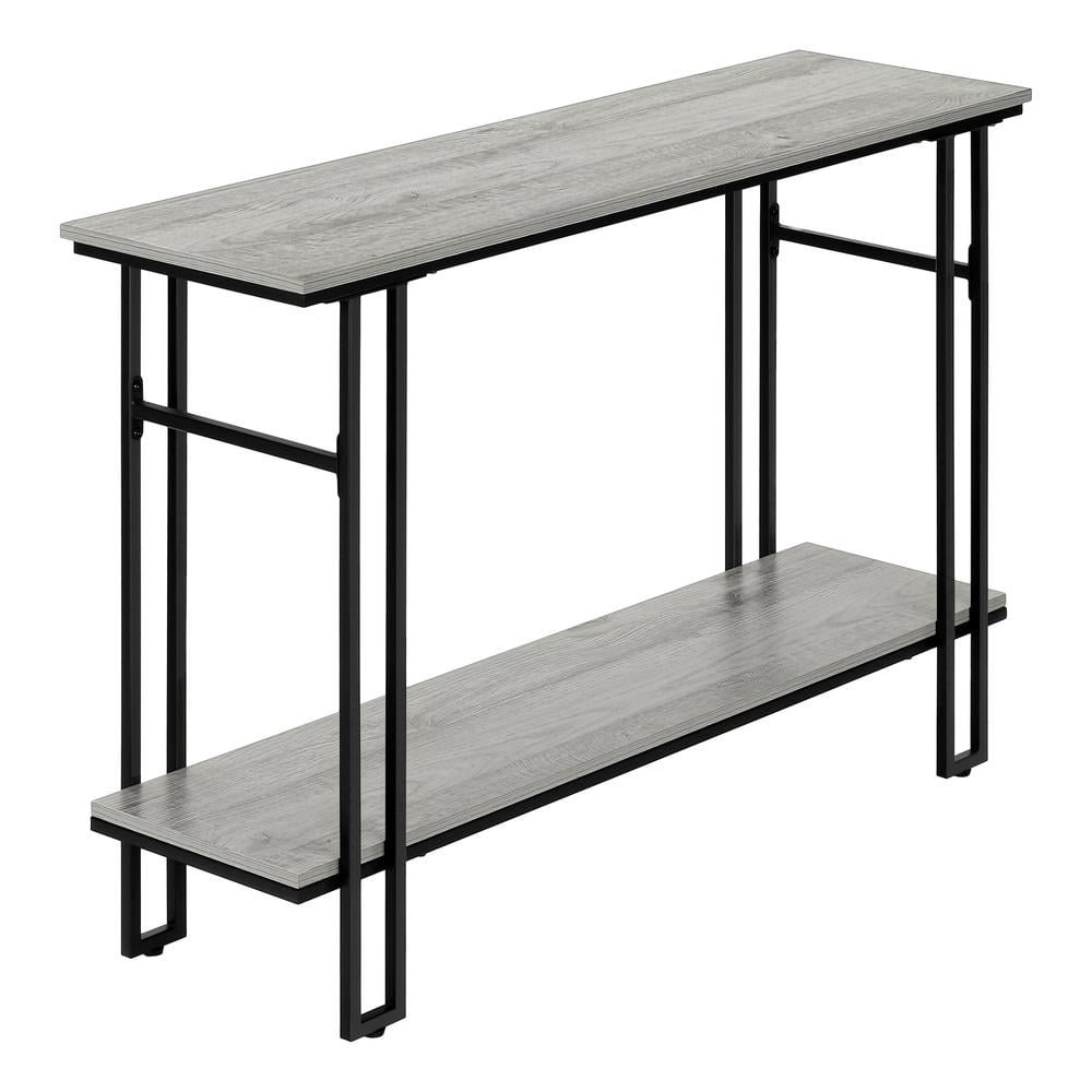 Gray and Black Metal Rectangular Console Table with Storage