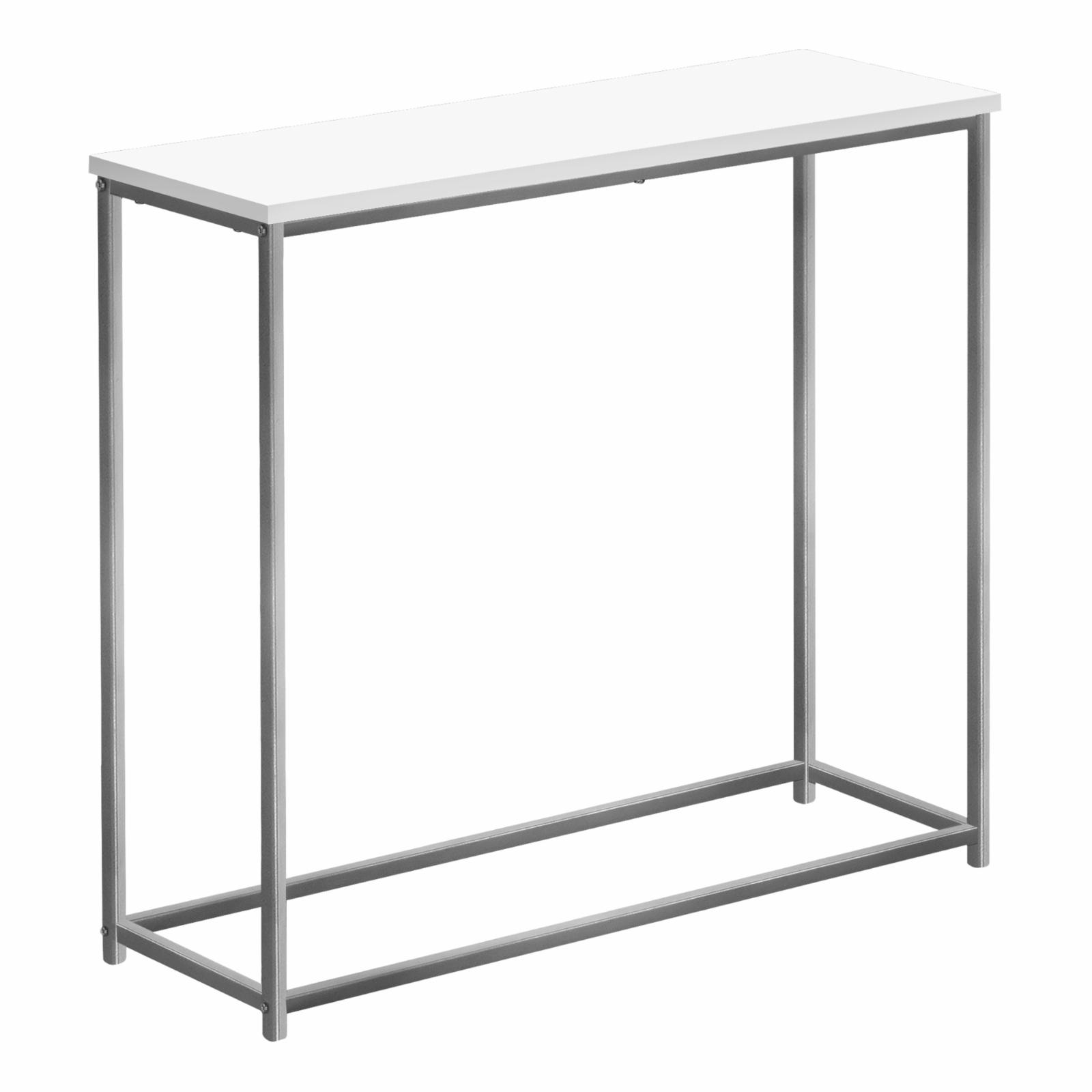 Accent Table, Console, Entryway, Narrow, Sofa, Living Room, Bedroom, Metal, Laminate, White
