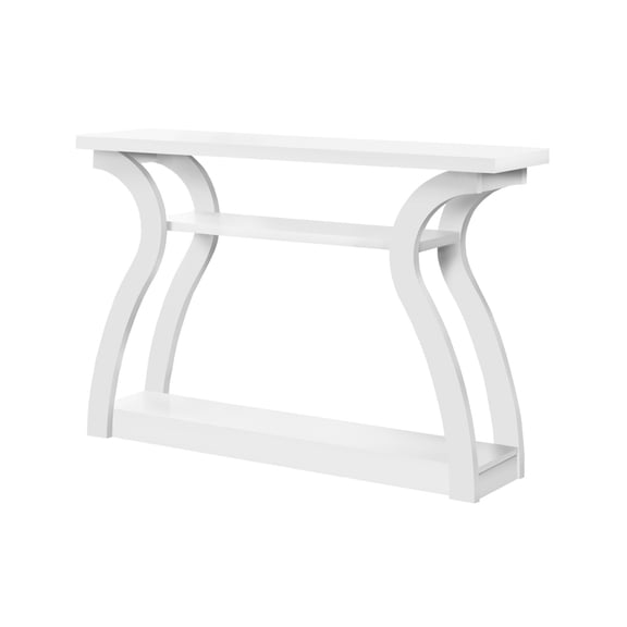 Accent Table, Console, Entryway, Narrow, Sofa, Living Room, Bedroom, White Laminate, Contemporary, Modern - MDF White - Sleek Curved Design - Entryway & Hallway Table - Modern Home Decor