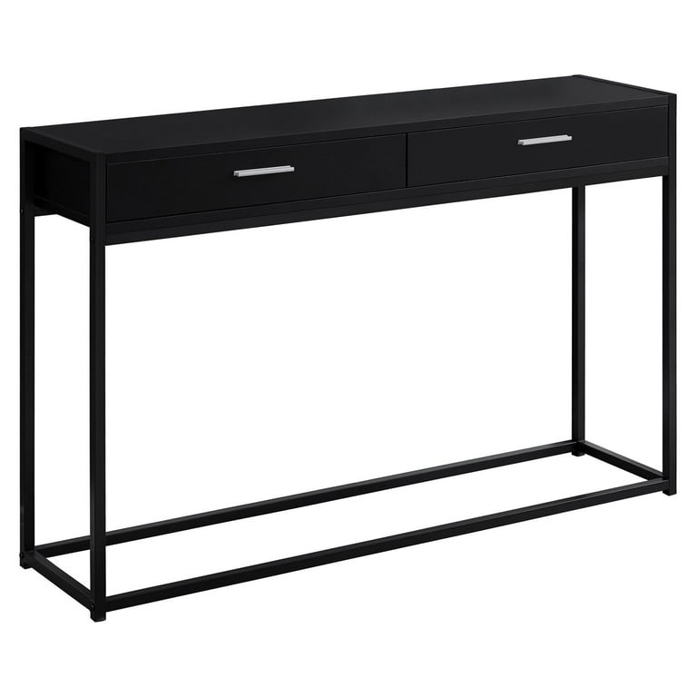 Accent Table, Console, Entryway, Narrow, Sofa, Living Room, Bedroom, Metal,  Laminate, Black