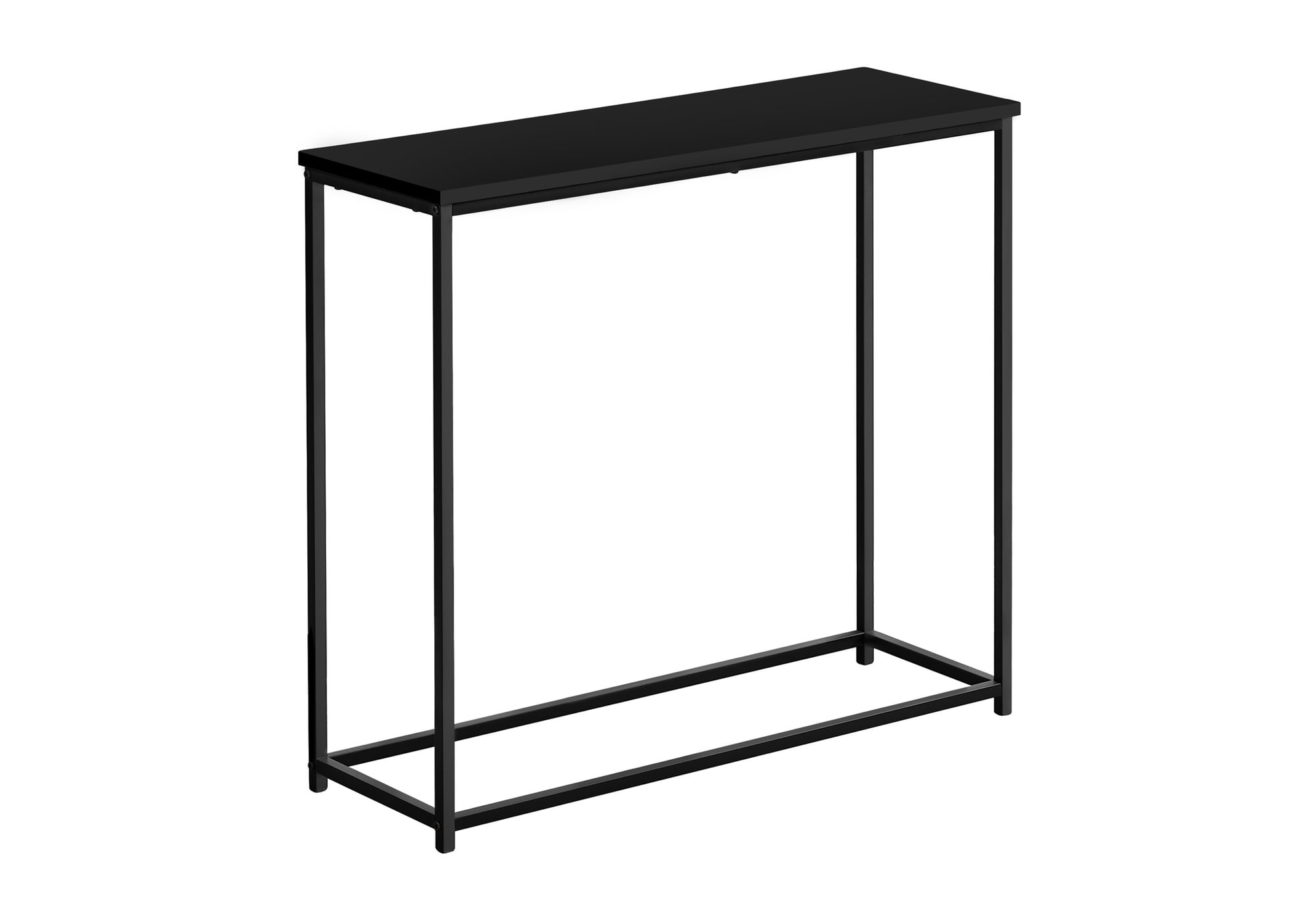 Black Metal and Wood Rectangular Console Table with Storage