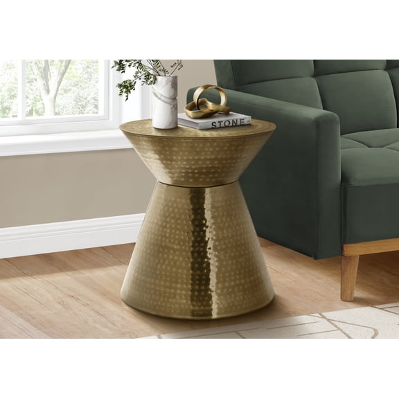 Accent Table, Drum, Side, End, Nightstand, Lamp, Living Room, Bedroom, Gold Metal, Contemporary, Modern