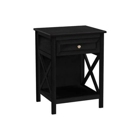 Accent Table - End - Side - 2 Tier - Nightstand - Black - Lamp - Storage