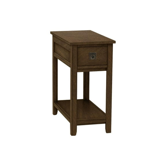 Accent Table - End - Side - Nightstand - Storage - Brown Veneer - Transitional