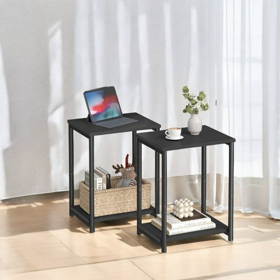 Side Tables Set of 2 Small End Table Nightstand for Living Room Bedroom Rectangle