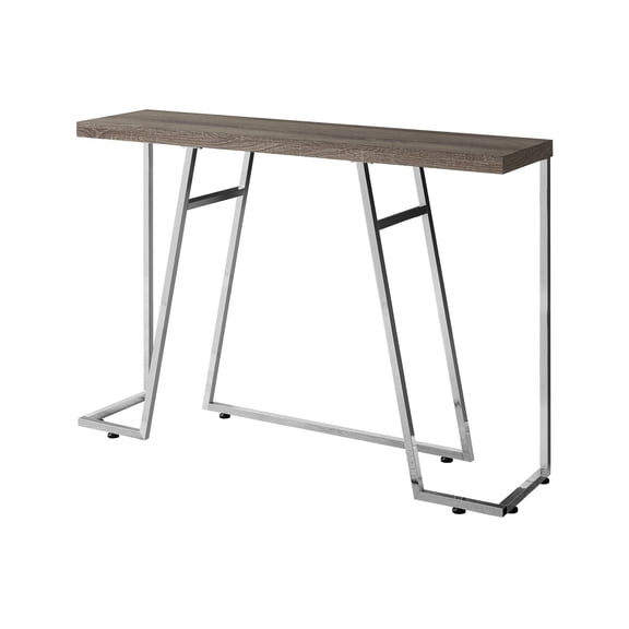 Accent Table | Multi - purpose for Entryway, Living Room | Brown Laminate & Chrome Metal | Fits Small Spaces