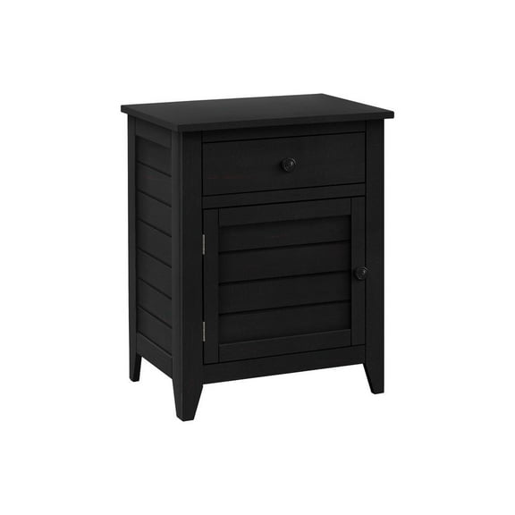 Accent Table - Nightstand - Storage - Side - Lamp - Black Veneer - Transitional