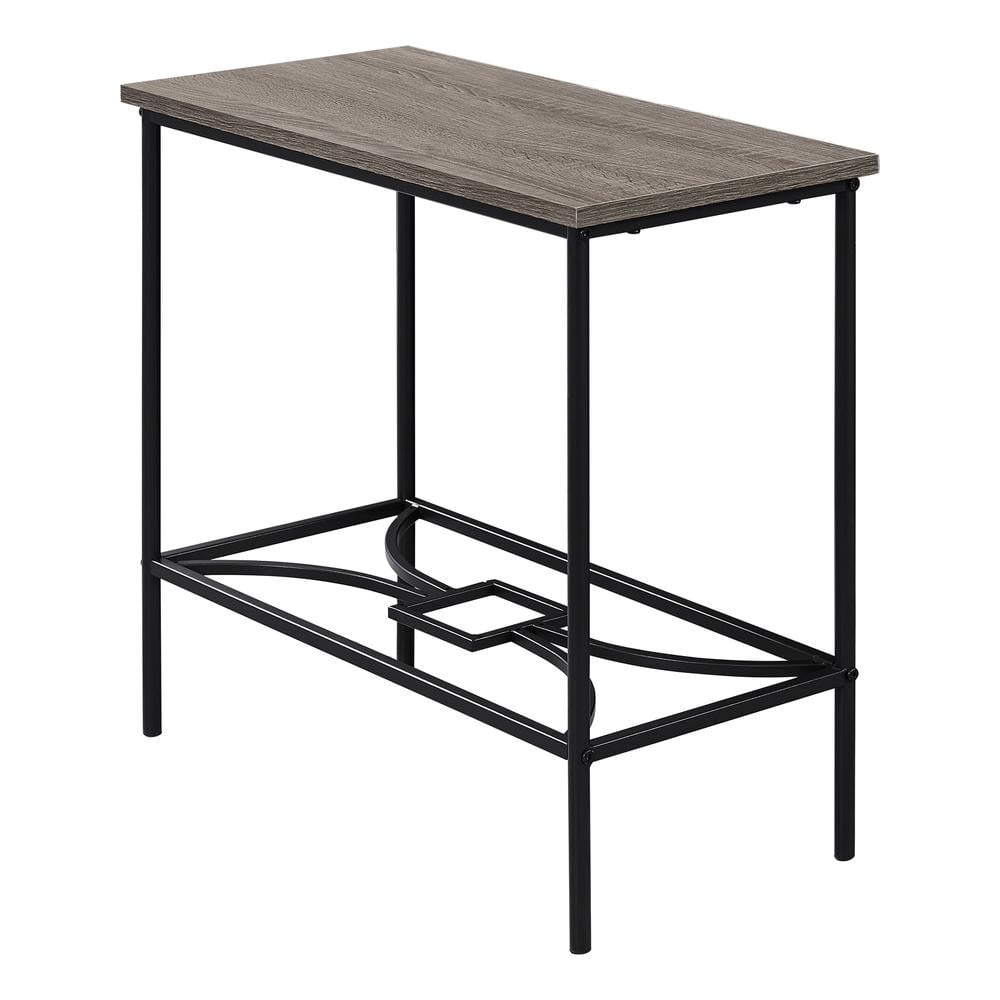 Contemporary Black Metal & Dark Taupe Wood Side Table
