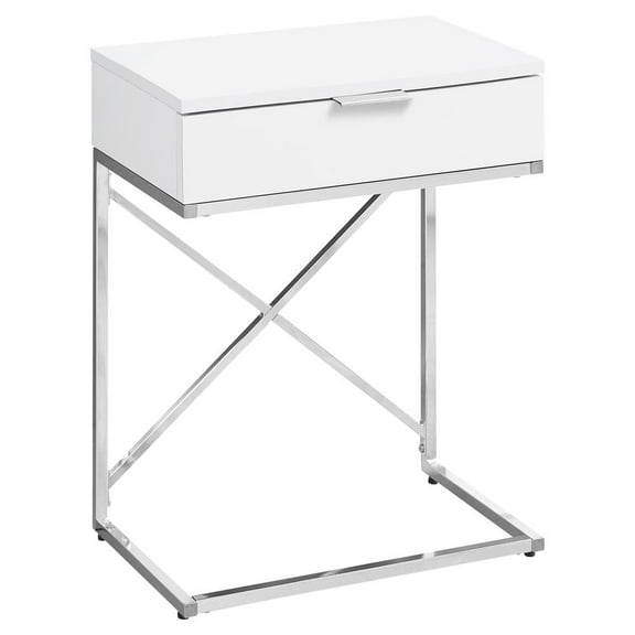 Accent Table Side End Nightstand Lamp Bedroom Metal Glossy White