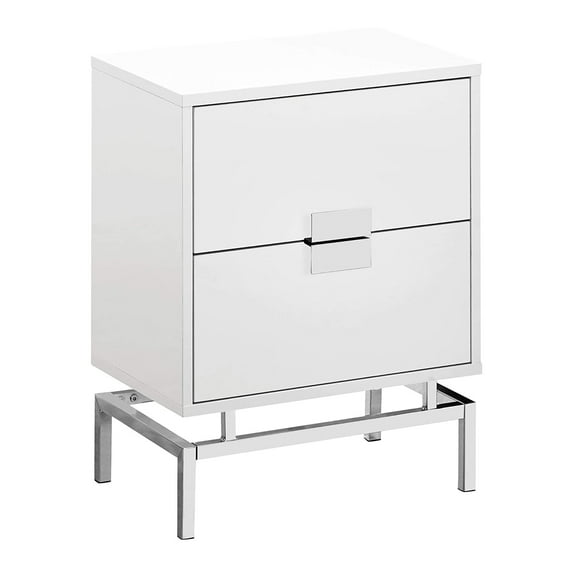 Accent Table Side End Nightstand Lamp Bedroom Metal Glossy White