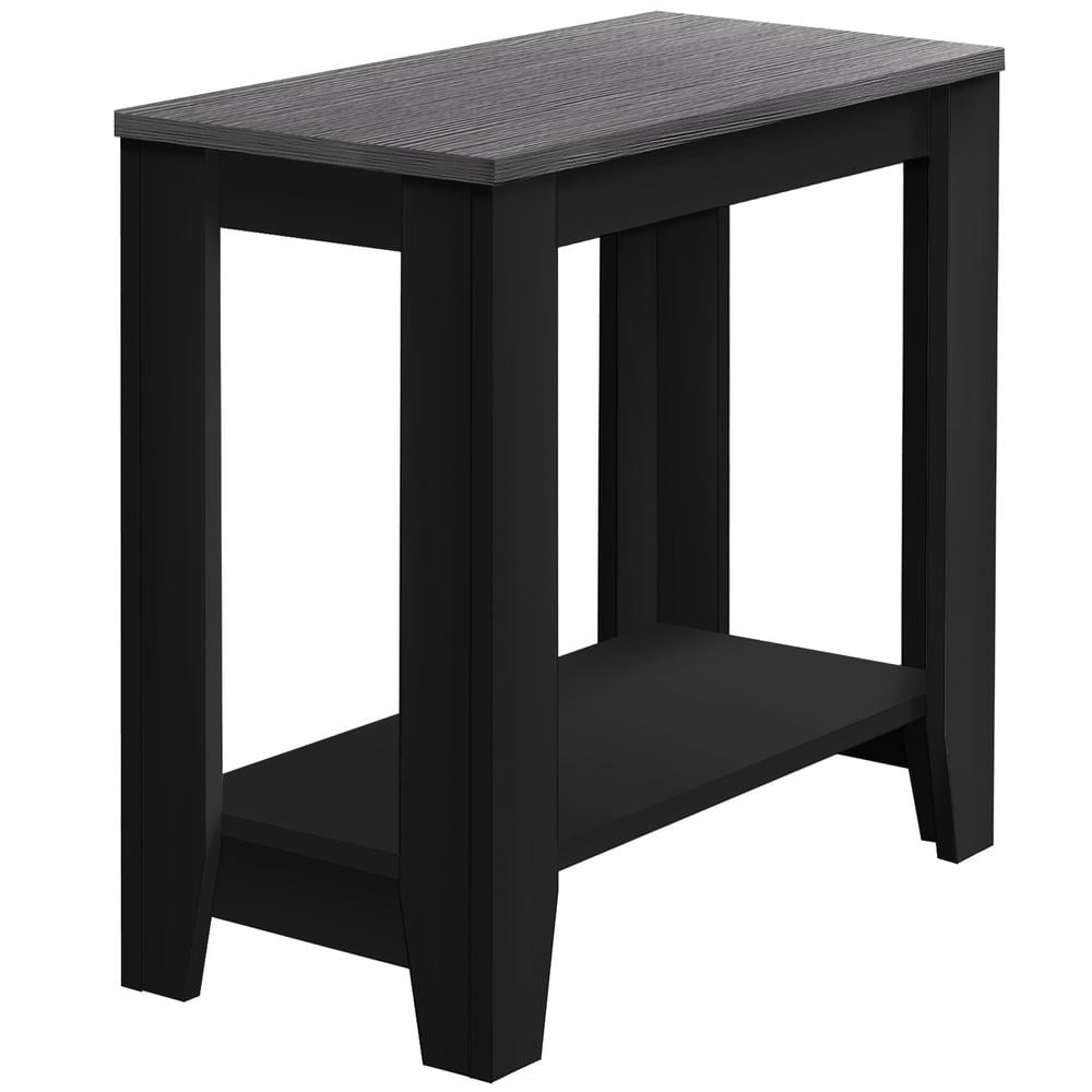 Chic Two-Tone Black and Gray Wood Grain Rectangular Side Table