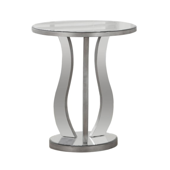 Contemporary Home Living 24" Silver Contemporary Geometric Inspired Mirrored End Accent Table
