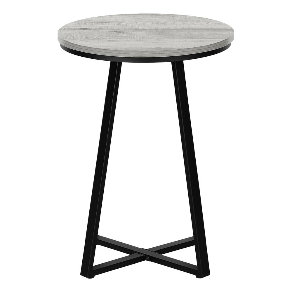 Gray and Black Round Metal and Wood Accent Table