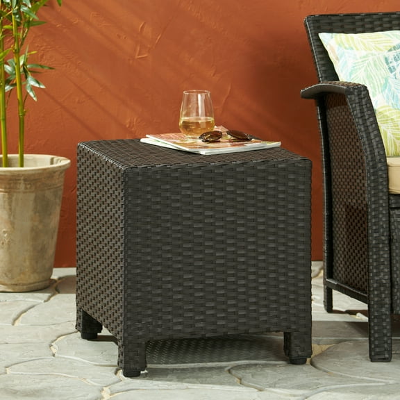 Accent Table - Side Table, Dark Brown Cube, 18.37" W X D H, No Assembly For Quick Installation Table In Brown, Cube Shape, 18" Width Depth Height, Needed