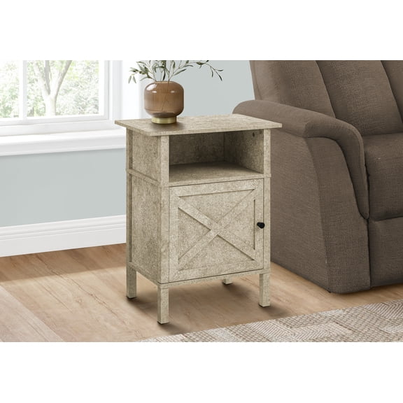 Accent Table, Side Table, End, Living Room, Small, Storage, Cream Stone Laminate, Transitional
