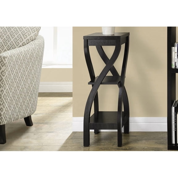 Accent Table - Square, Brown Laminate, Modern, Living Room & Bedroom Furniture (32"H x 11.5"W x 11.5"L)