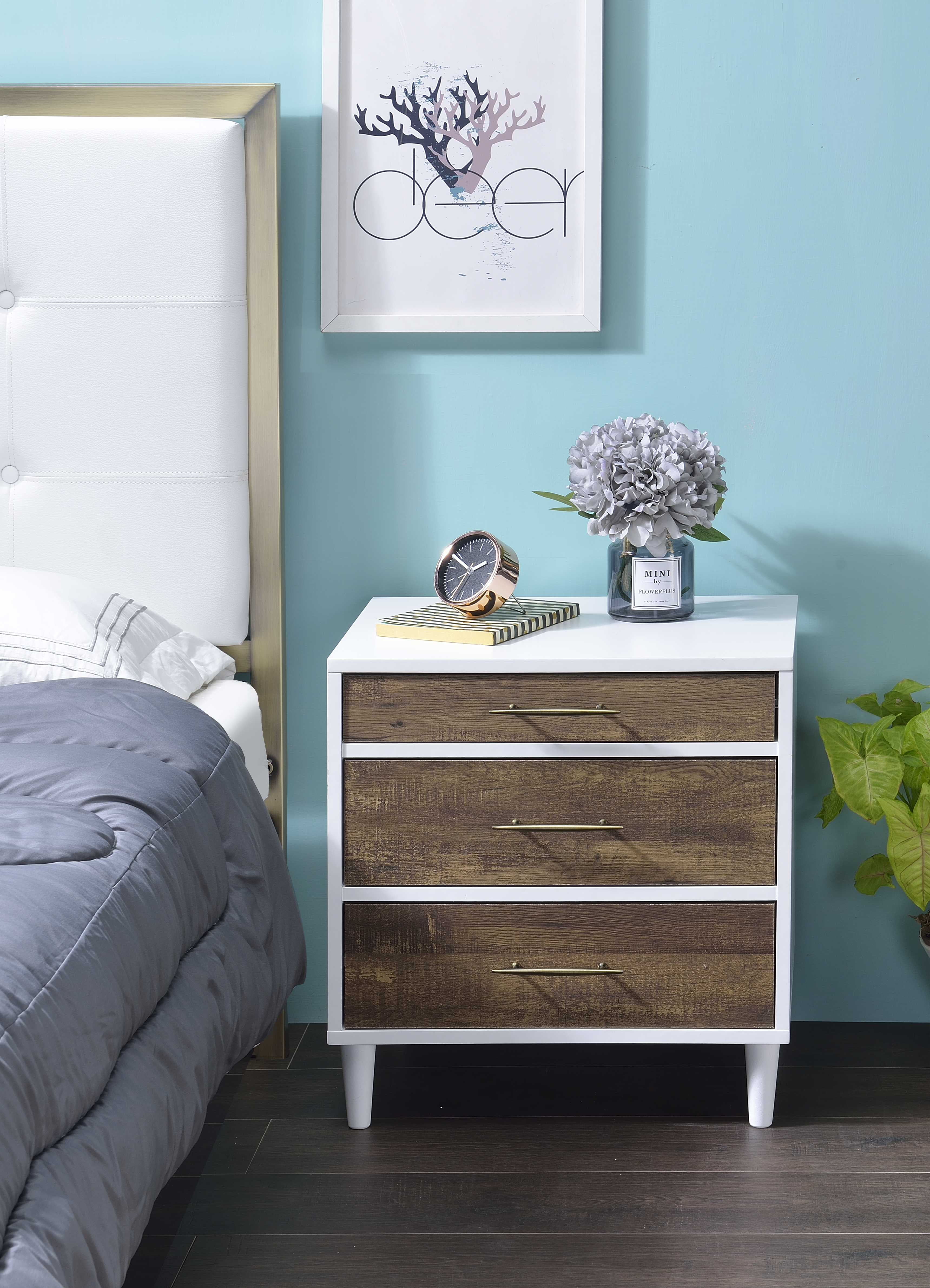 Accent Table White & Weathered Oak Finish