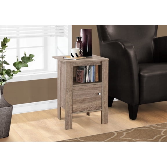 Accent Table for Living Room, Bedroom - Brown Laminate, Transitional Style with Storage