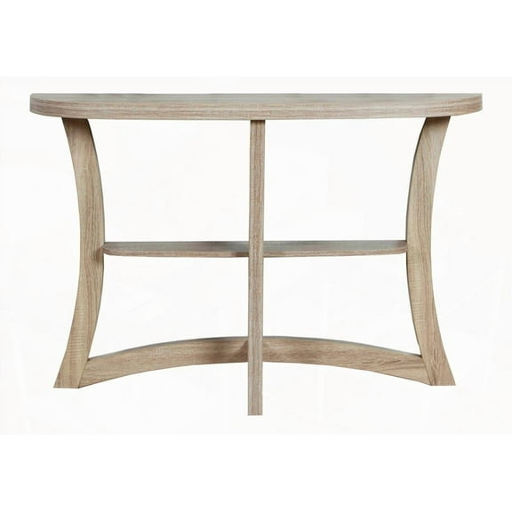 Accent Table in Narrow Design for Sofa, Living Room & Bedroom, Brown Laminate, Contemporary with Stylish Half Moon Shape & Chic Curved Base