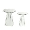 thumbnail image 1 of Accent Table with Beveled Mirror Framing and Faux Crystals Silver - Saltoro Sherpi, 1 of 5