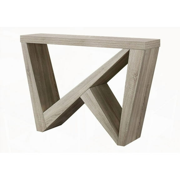 Accent Table with Dark Taupe Finish and Asymmetrical Base for Narrow Spaces