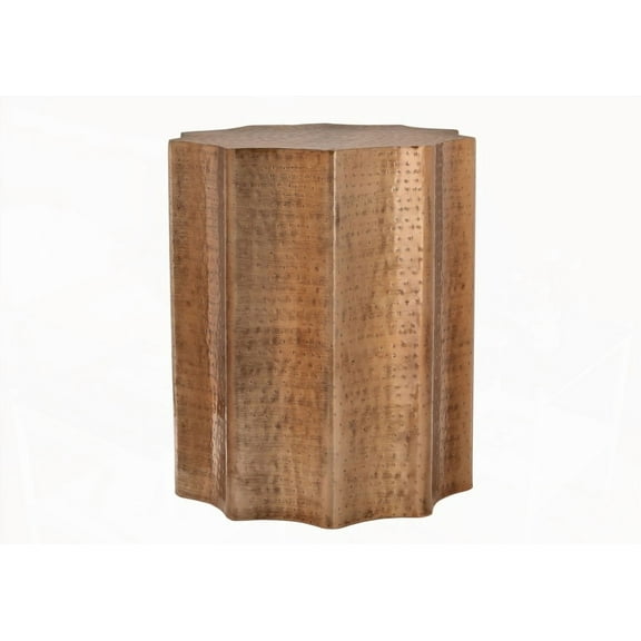 Accent Table with Drum Shape, Ideal for Living & Bedroom, Copper Metal, Modern Design