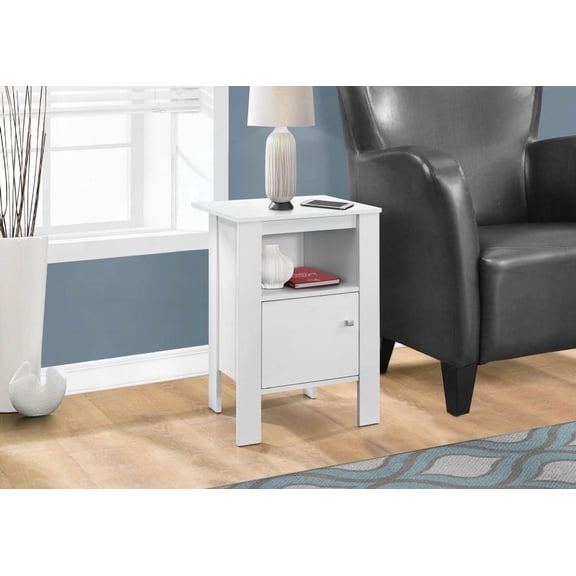 Accent Table with Modern Simplicity - White Laminate, 17.25L x 14W x 24.25H for Living & Bedroom
