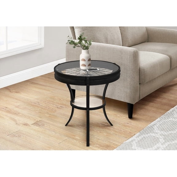 Accent Table with Sophisticated Black Hammered Finish, for Small Living Spaces, Can Be Used as End Table or Entryway Accent