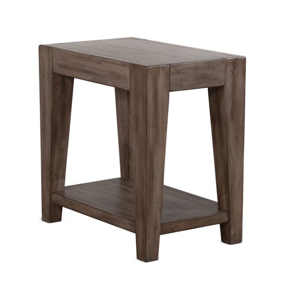 Accent Table with Tapered Wood Legs - Mahogany Solid Wood and Veneer Construction - Distressed Buckskin Finish