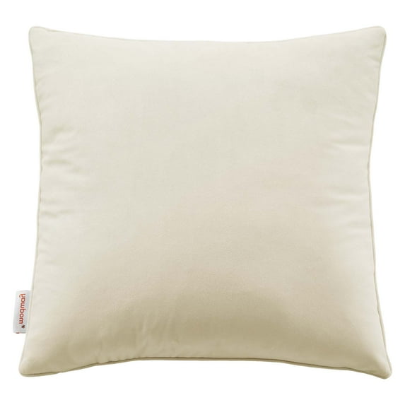 Accent Throw Pillow, Velvet, Ivory White, Modern Contemporary Urban Design, Living Lounge Room Hotel Lobby Hospitality