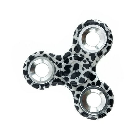 Accent Tri Fidget Hand Spinner Toys (Leopard Animal Print White/Black)