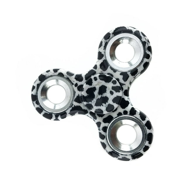 Accent Tri Fidget Hand Spinner Toys  (Leopard Animal Print White/Black)