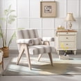 thumbnail image 1 of Accent chair, KD rubber wood legs with black finish. Fabric cover the seat. With a cushion.Grey Stripe 70354, 1 of 9