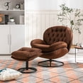 thumbnail image 1 of Accent chair,Swivel Accent Chair with Ottoman Set,Modern Velvet Button Tufted Leisure Chair for for Living Room Bedroom Lounge Reading Room, Brown, 1 of 7