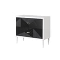 thumbnail image 1 of Accent table with Geometric Pattern 2 Drawer Front Black and White, 1 of 6
