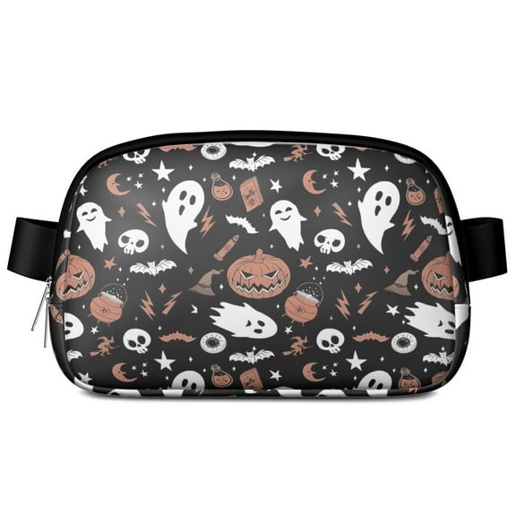 Accented Spooky Halloween Pattern Cute Fanny Packs for Women,Travel Waterproof Crossbody Fanny Bags Waist Purse for Women Anti Theft Adjustable Strap for Running Travel Cycling
