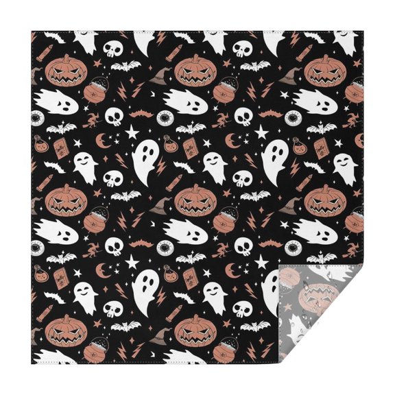 Accented Spooky Halloween Pattern Square Tablecloth,Waterproof Square Table Cover,Wipeable Spillproof Washable Table Cover for Home Kitchen Party Decor 52"x52"(132x132cm)