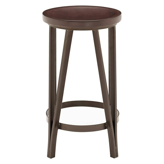 Accentrics Home Pulaski Accents Hard Wood Style Adjustable Metal Barstool, Brown