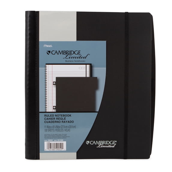 Accents Business Notebook, 11 x 8 1/4, 100 Sheets, Black