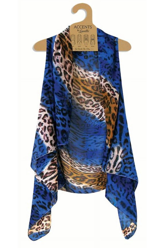 Accents By Lavello Blue and Brown Leopard Stripe Pattern Light Material Shawl