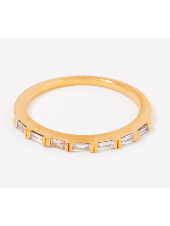 Baguette Cut Gold-Over SS Ring Size 7