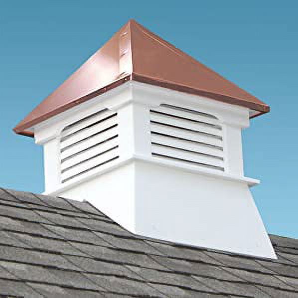 White Composite Vinyl Cupola with Copper Roof, 20" Square, 26" High