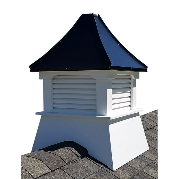 Accentua Yosemite Cupola, 24 in. Square, 38 in. High, Composite Vinyl with Black Aluminum Roof