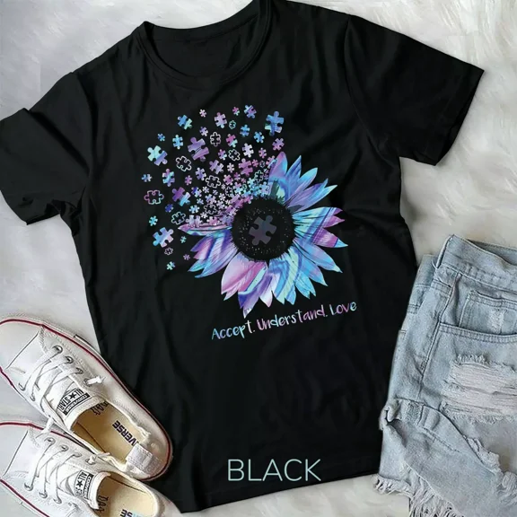 Accept Understand Love Sunflower Autism Awareness Unisex T-Shirt