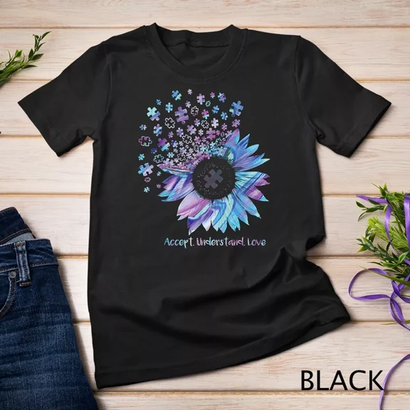 Accept Understand Love Sunflower Autism Awareness Unisex Tshirt