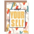 thumbnail image 1 of Accept Yourself Funky Affirmation Greetings Card Plus Envelope Blank inside, 1 of 3